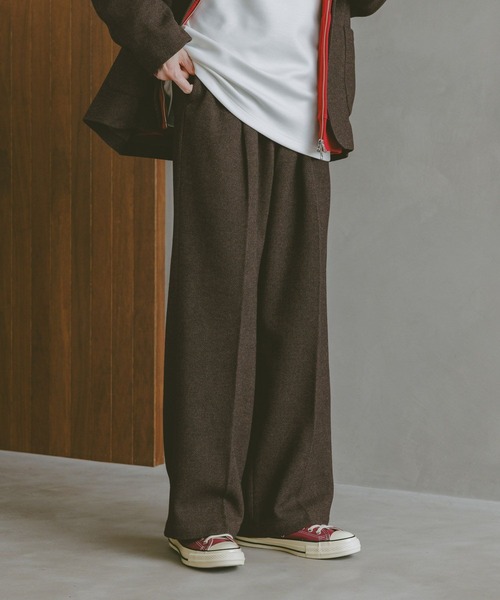 RAGEBLUE（レイジブルー）の「ツイードライク/ワイドスラックス【セットアップ可】（スラックス・メンズ・グレー/ブラウン・LARGE/MEDIUM/SMALL）」の9枚目の写真