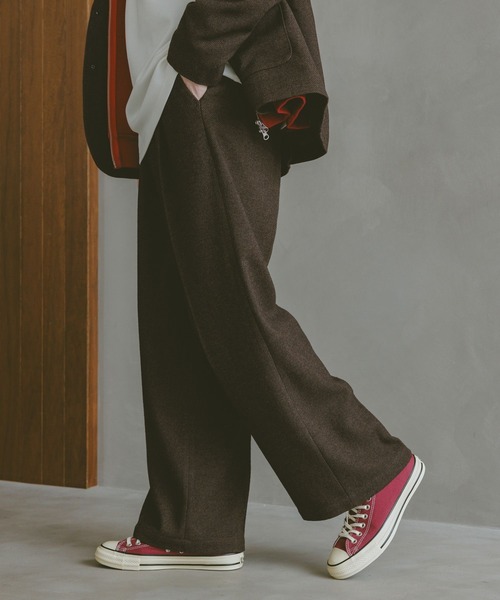 RAGEBLUE（レイジブルー）の「ツイードライク/ワイドスラックス【セットアップ可】（スラックス・メンズ・グレー/ブラウン・LARGE/MEDIUM/SMALL）」の3枚目の写真