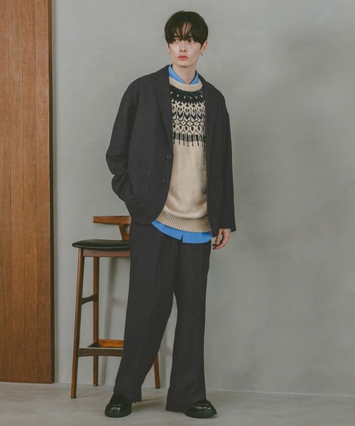 RAGEBLUE（レイジブルー）の「ツイードライク/ワイドスラックス【セットアップ可】（スラックス・メンズ・グレー/ブラウン・LARGE/MEDIUM/SMALL）」の10枚目の写真