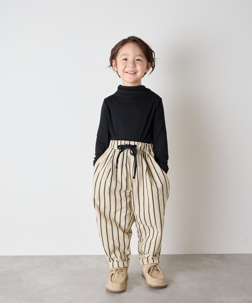 riziere（リジェール）の「【リンクコーデ】ランダムストライプテーパードパンツ（その他パンツ・キッズ・ブラウン/ベージュ・140/130/120/110/100/90/150）」の3枚目の写真