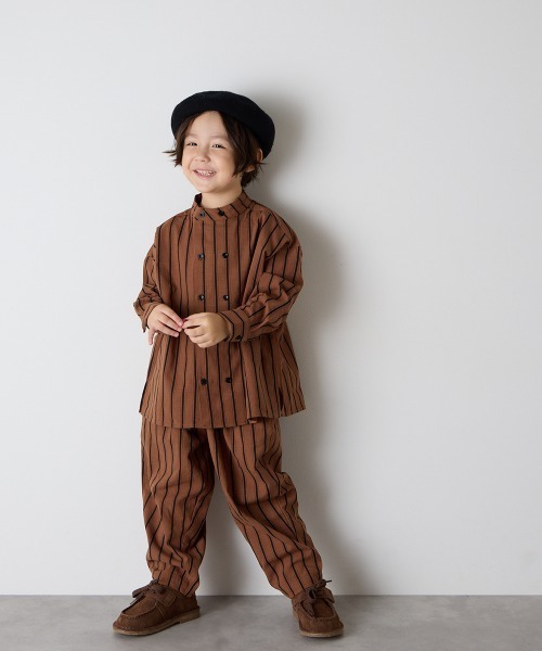 riziere（リジェール）の「【リンクコーデ】ランダムストライプテーパードパンツ（その他パンツ・キッズ・ブラウン/ベージュ・140/130/120/110/100/90/150）」の8枚目の写真