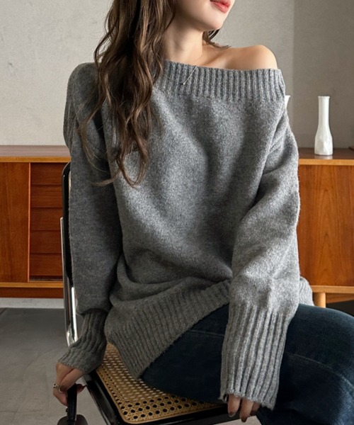 セール】【Eclat one】2WAY ボートネック ニット（ニット/セーター