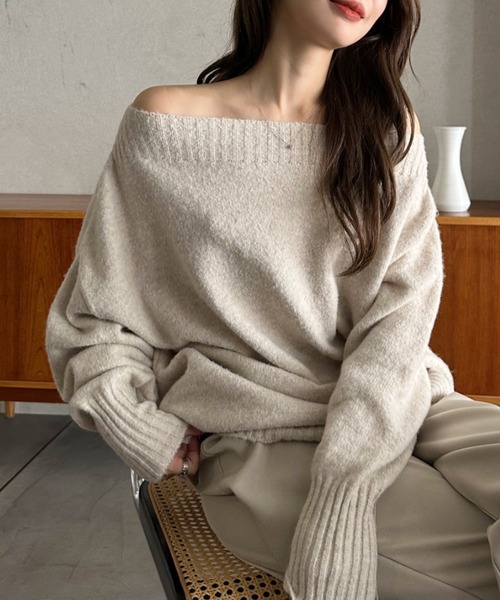 セール】【Eclat one】2WAY ボートネック ニット（ニット/セーター