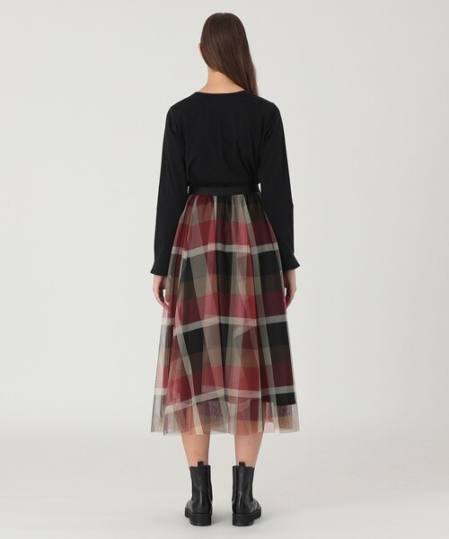 BLUE LABEL CRESTBRIDGE（ブルーレーベルクレストブリッジ）の「【一部店舗限定】クレストブリッジチェックチュールスカート（スカート・レディース・レッド/ベージュ系その他・38/40/36）」の5枚目の写真