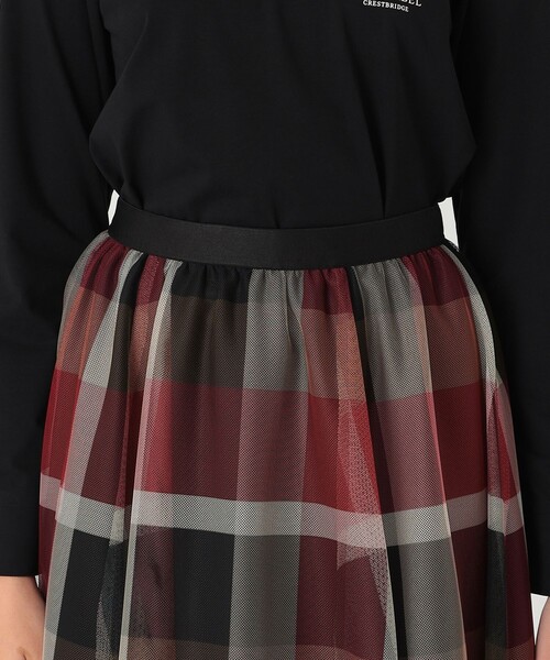 BLUE LABEL CRESTBRIDGE（ブルーレーベルクレストブリッジ）の「【一部店舗限定】クレストブリッジチェックチュールスカート（スカート・レディース・レッド/ベージュ系その他・38/40/36）」の14枚目の写真