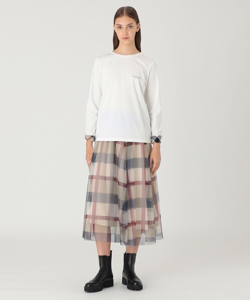 BLUE LABEL CRESTBRIDGE（ブルーレーベルクレストブリッジ）の「【一部店舗限定】クレストブリッジチェックチュールスカート（スカート・レディース・レッド/ベージュ系その他・38/40/36）」の11枚目の写真