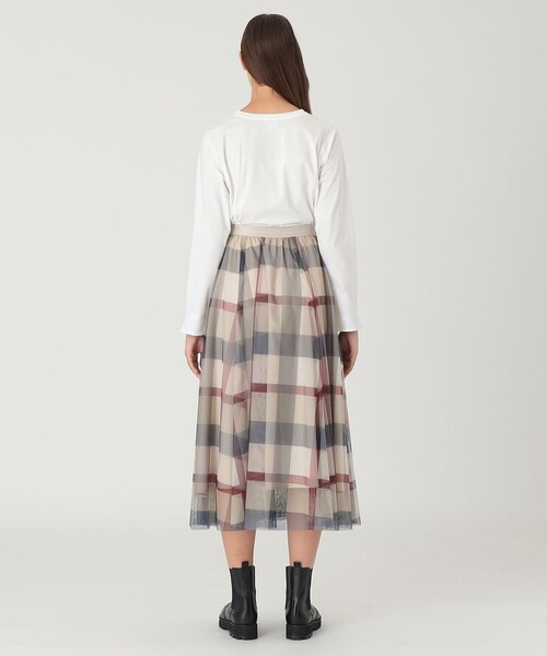 BLUE LABEL CRESTBRIDGE（ブルーレーベルクレストブリッジ）の「【一部店舗限定】クレストブリッジチェックチュールスカート（スカート・レディース・レッド/ベージュ系その他・38/40/36）」の9枚目の写真