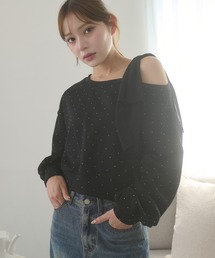 Ambre Neige（アンブルネージュ）の「hotfit tulle one shoulder short sweat / チュールワンショルダーショートスウェット（スウェット）」