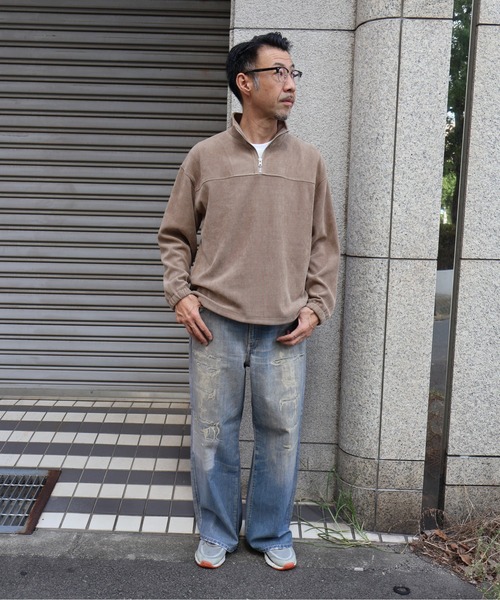 many men many mind（メニーメンメニーマインド）の「MANYMENMANYMINDS / カットコーデュロイ/ハーフZIP（スウェット・メンズ・ベージュ/ブラック・LARGE/X-LARGE/MEDIUM）」の14枚目の写真