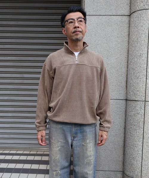 many men many mind（メニーメンメニーマインド）の「MANYMENMANYMINDS / カットコーデュロイ/ハーフZIP（スウェット・メンズ・ベージュ/ブラック・LARGE/X-LARGE/MEDIUM）」の20枚目の写真