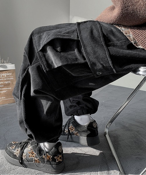 SERUEL コーデュロイ ボアボンディング シャーリング カーゴパンツ