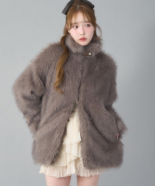 premium order】ミドルフェイクファーコート（その他アウター）｜one