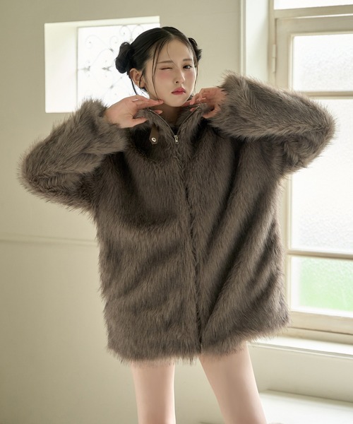 premium order】ミドルフェイクファーコート（その他アウター）｜one