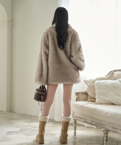 ミドルフェイクファーコート（その他アウター）｜one after another