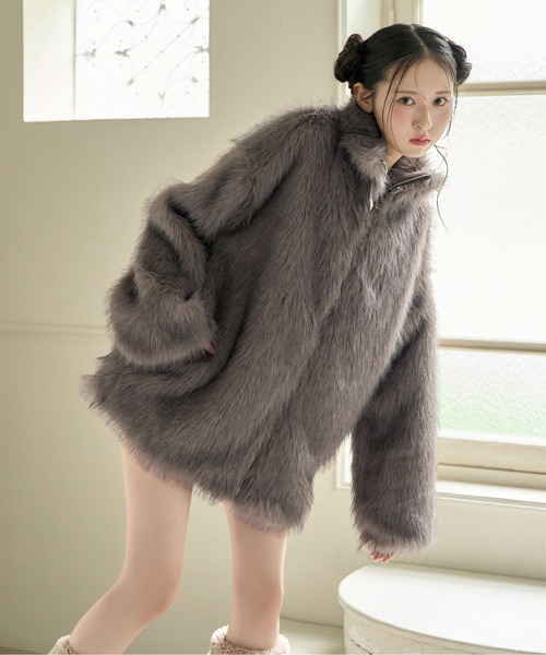 ミドルフェイクファーコート（その他アウター）｜one after another