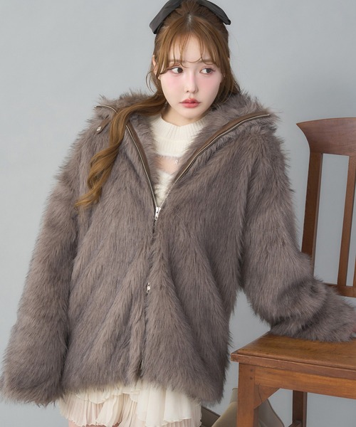premium order】ミドルフェイクファーコート（その他アウター）｜one