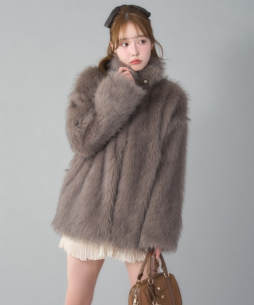 ミドルフェイクファーコート（その他アウター）｜one after another