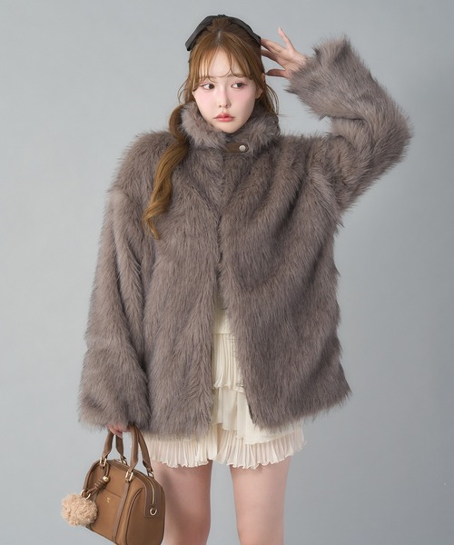 ミドルフェイクファーコート（その他アウター）｜one after another