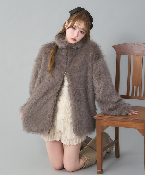 ミドルフェイクファーコート（その他アウター）｜one after another