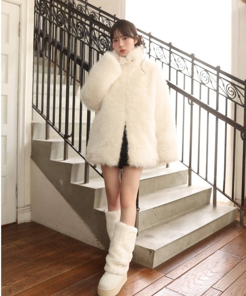 ミドルフェイクファーコート（その他アウター）｜one after another