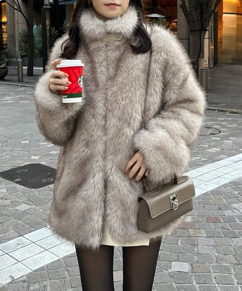 セール】ミドルフェイクファーコート（その他アウター）｜one after