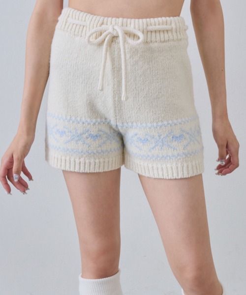 OLIVE des OLIVE（オリーブデオリーブ）の「ニットショートパンツ（その他パンツ・レディース・オフホワイト/トップグレー/スミクロ・FREE）」の2枚目の写真