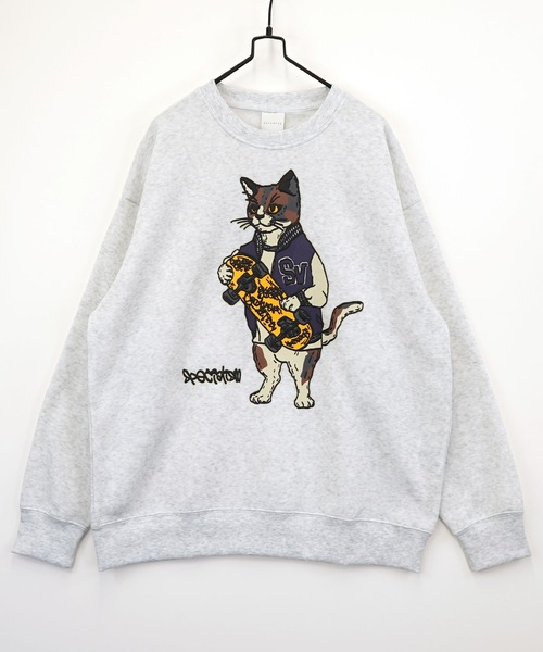 Burner（バーナー）の「【GROOVY STORE】アメカジスウェットクルーワイドシルエット裏起毛（スウェット・メンズ・ホワイト×グレー/杢グレー/ブラック/スモーキーグリーン系/スミクロ/グリーン系その他/ネイビー系1/ホワイト/ライトブラック/ホワイト系その他3/ホワイト系その他/ブラウン/ブラック系その他2/スモークピンク/ブラック系その他3/ネイビー系/ホワイト系その他2/ブラック系その他/ダークグリーン/霜降りグレー/ブラック系その他4/グレー系/ホワイト系その他4/ダークグリーン系2/ブラック系その他5/ネイビー系2/ブラック系その他7/ホワイト系その他5/ホワイト系その他6/グレー系2/ネイビー系3/ブラック系その他6・LL/M/L）」の3枚目の写真