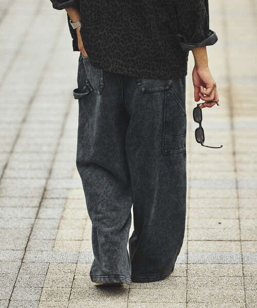 セール】ワイドシルエット ダブルニー スウェットパンツ（スウェット