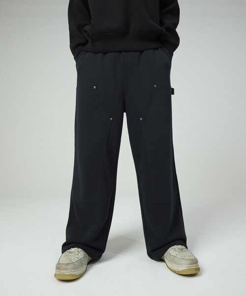 セール】ワイドシルエット ダブルニー スウェットパンツ（スウェット