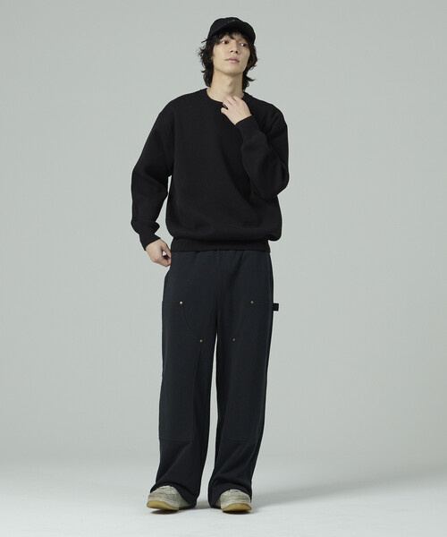 セール】ワイドシルエット ダブルニー スウェットパンツ（スウェット