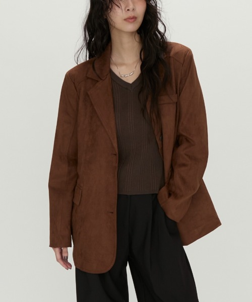 NUJOH(ヌゾ)の「Suede Touch Tailored Jacket / スエードタッチ テーラードジャケット(テーラードジャケット・レディース・ブラウン/キャメル/ブラック・FREE)」の1枚目の写真