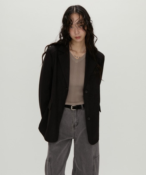 NUJOH(ヌゾ)の「Suede Touch Tailored Jacket / スエードタッチ テーラードジャケット(テーラードジャケット・レディース・ブラウン/キャメル/ブラック・FREE)」の2枚目の写真