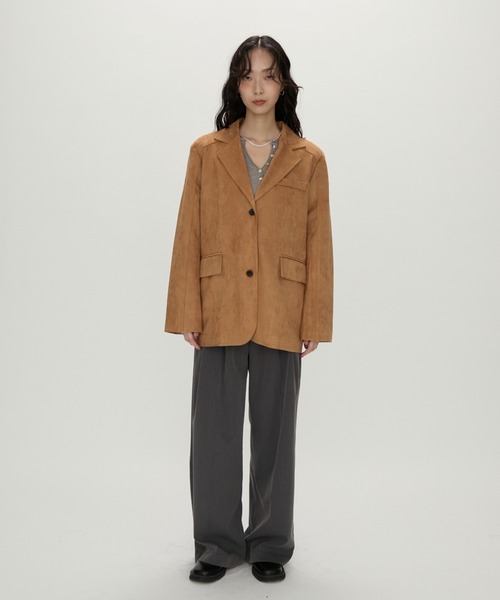 NUJOH(ヌゾ)の「Suede Touch Tailored Jacket / スエードタッチ テーラードジャケット(テーラードジャケット・レディース・ブラウン/キャメル/ブラック・FREE)」の6枚目の写真