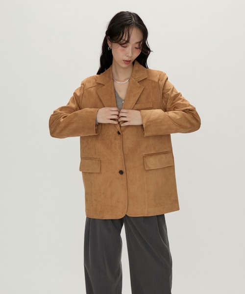 NUJOH(ヌゾ)の「Suede Touch Tailored Jacket / スエードタッチ テーラードジャケット(テーラードジャケット・レディース・ブラウン/キャメル/ブラック・FREE)」の19枚目の写真