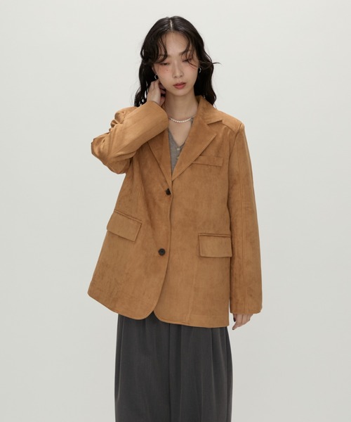 NUJOH(ヌゾ)の「Suede Touch Tailored Jacket / スエードタッチ テーラードジャケット(テーラードジャケット・レディース・ブラウン/キャメル/ブラック・FREE)」の15枚目の写真