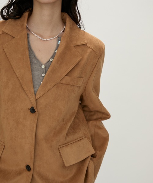 NUJOH(ヌゾ)の「Suede Touch Tailored Jacket / スエードタッチ テーラードジャケット(テーラードジャケット・レディース・ブラウン/キャメル/ブラック・FREE)」の13枚目の写真