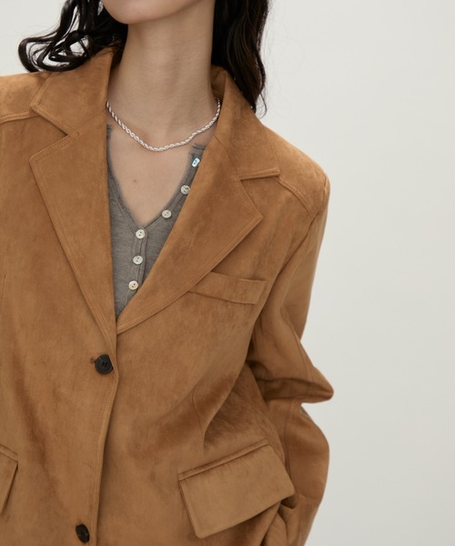 NUJOH(ヌゾ)の「Suede Touch Tailored Jacket / スエードタッチ テーラードジャケット(テーラードジャケット・レディース・ブラウン/キャメル/ブラック・FREE)」の5枚目の写真