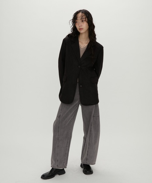 NUJOH(ヌゾ)の「Suede Touch Tailored Jacket / スエードタッチ テーラードジャケット(テーラードジャケット・レディース・ブラウン/キャメル/ブラック・FREE)」の14枚目の写真
