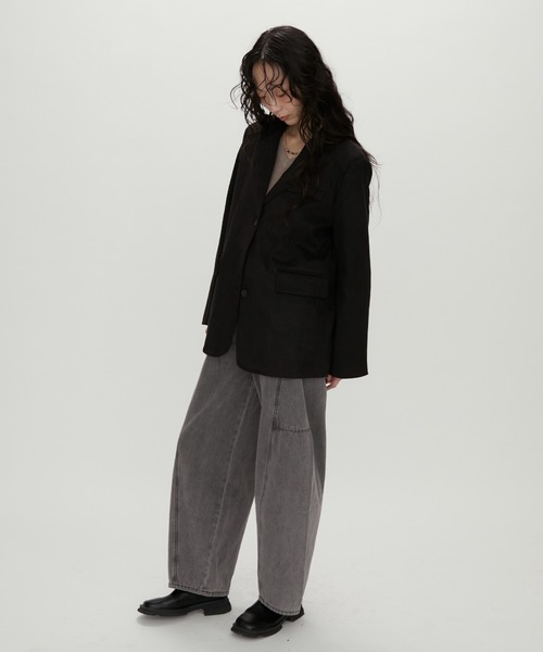 NUJOH(ヌゾ)の「Suede Touch Tailored Jacket / スエードタッチ テーラードジャケット(テーラードジャケット・レディース・ブラウン/キャメル/ブラック・FREE)」の4枚目の写真