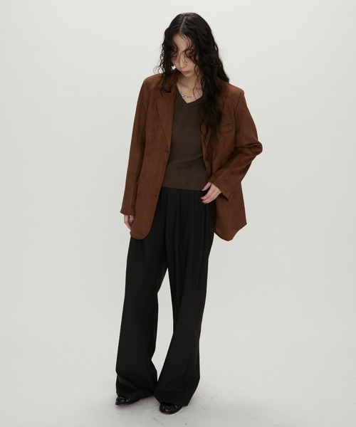 NUJOH(ヌゾ)の「Suede Touch Tailored Jacket / スエードタッチ テーラードジャケット(テーラードジャケット・レディース・ブラウン/キャメル/ブラック・FREE)」の8枚目の写真