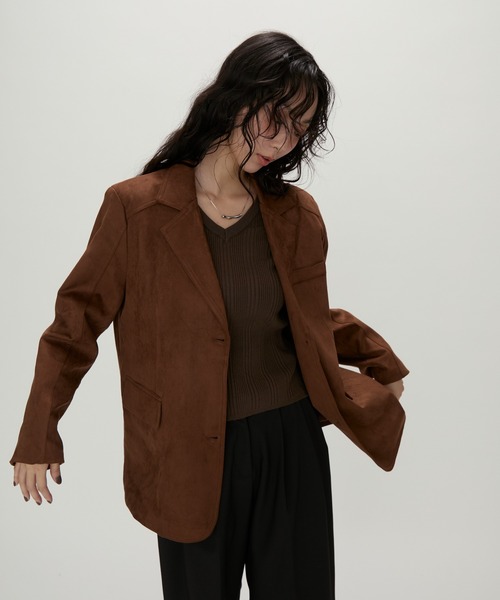 NUJOH(ヌゾ)の「Suede Touch Tailored Jacket / スエードタッチ テーラードジャケット(テーラードジャケット・レディース・ブラウン/キャメル/ブラック・FREE)」の10枚目の写真