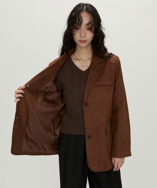 NUJOH(ヌゾ)の「Suede Touch Tailored Jacket / スエードタッチ テーラードジャケット(テーラードジャケット・レディース・ブラウン/キャメル/ブラック・FREE)」の7枚目の写真