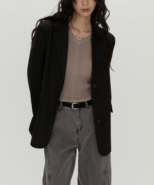 NUJOH(ヌゾ)の「Suede Touch Tailored Jacket / スエードタッチ テーラードジャケット(テーラードジャケット・レディース・ブラウン/キャメル/ブラック・FREE)」の9枚目の写真