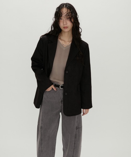 NUJOH(ヌゾ)の「Suede Touch Tailored Jacket / スエードタッチ テーラードジャケット(テーラードジャケット・レディース・ブラウン/キャメル/ブラック・FREE)」の12枚目の写真