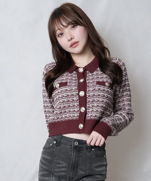 LIPSERVICE（リップサービス）の「2wayカラーツイードニットカーディガン（カーディガン/ボレロ・レディース・ブラック/ボルドー/アイボリー・FREE）」の3枚目の写真