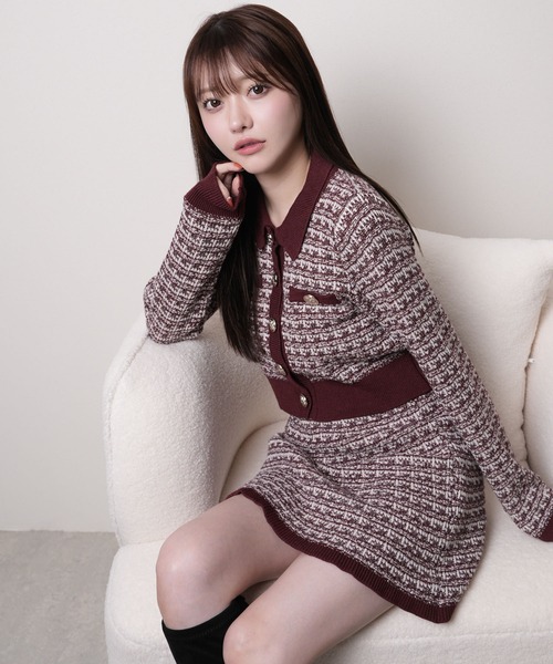 LIPSERVICE（リップサービス）の「2wayカラーツイードニットカーディガン（カーディガン/ボレロ・レディース・ブラック/ボルドー/アイボリー・FREE）」の7枚目の写真