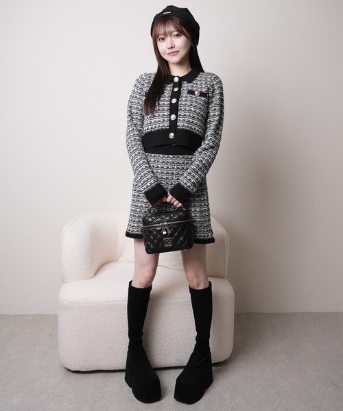 LIPSERVICE（リップサービス）の「2wayカラーツイードニットカーディガン（カーディガン/ボレロ・レディース・ブラック/ボルドー/アイボリー・FREE）」の9枚目の写真