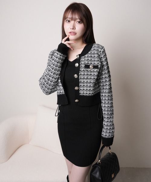 LIPSERVICE（リップサービス）の「2wayカラーツイードニットカーディガン（カーディガン/ボレロ・レディース・ブラック/ボルドー/アイボリー・FREE）」の12枚目の写真