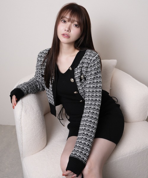 LIPSERVICE（リップサービス）の「2wayカラーツイードニットカーディガン（カーディガン/ボレロ・レディース・ブラック/ボルドー/アイボリー・FREE）」の14枚目の写真