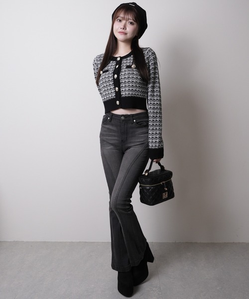 LIPSERVICE（リップサービス）の「2wayカラーツイードニットカーディガン（カーディガン/ボレロ・レディース・ブラック/ボルドー/アイボリー・FREE）」の5枚目の写真